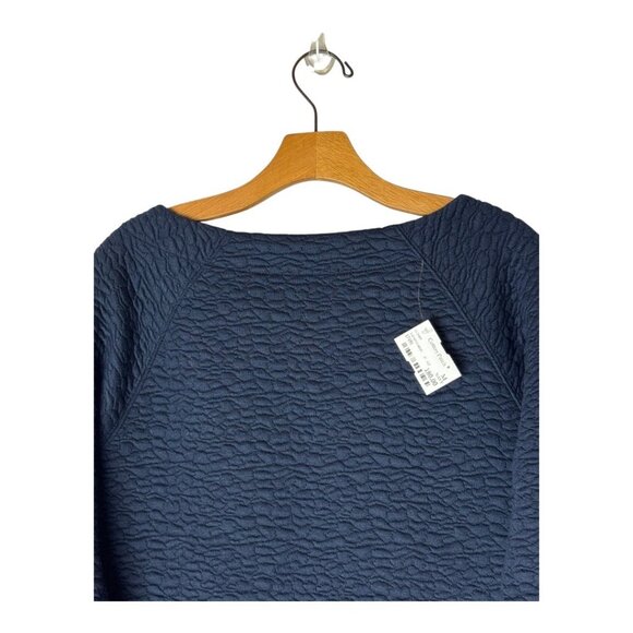 Lilla P Dress Women Medium Navy Blue Quilted Zipper Boat Neck Shift Mini NWT - Picture 5 of 10